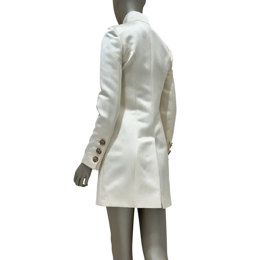 Chanel Chanel Beige Silk Coat Jacket - FR36/S Beige Silk Good - Back View
