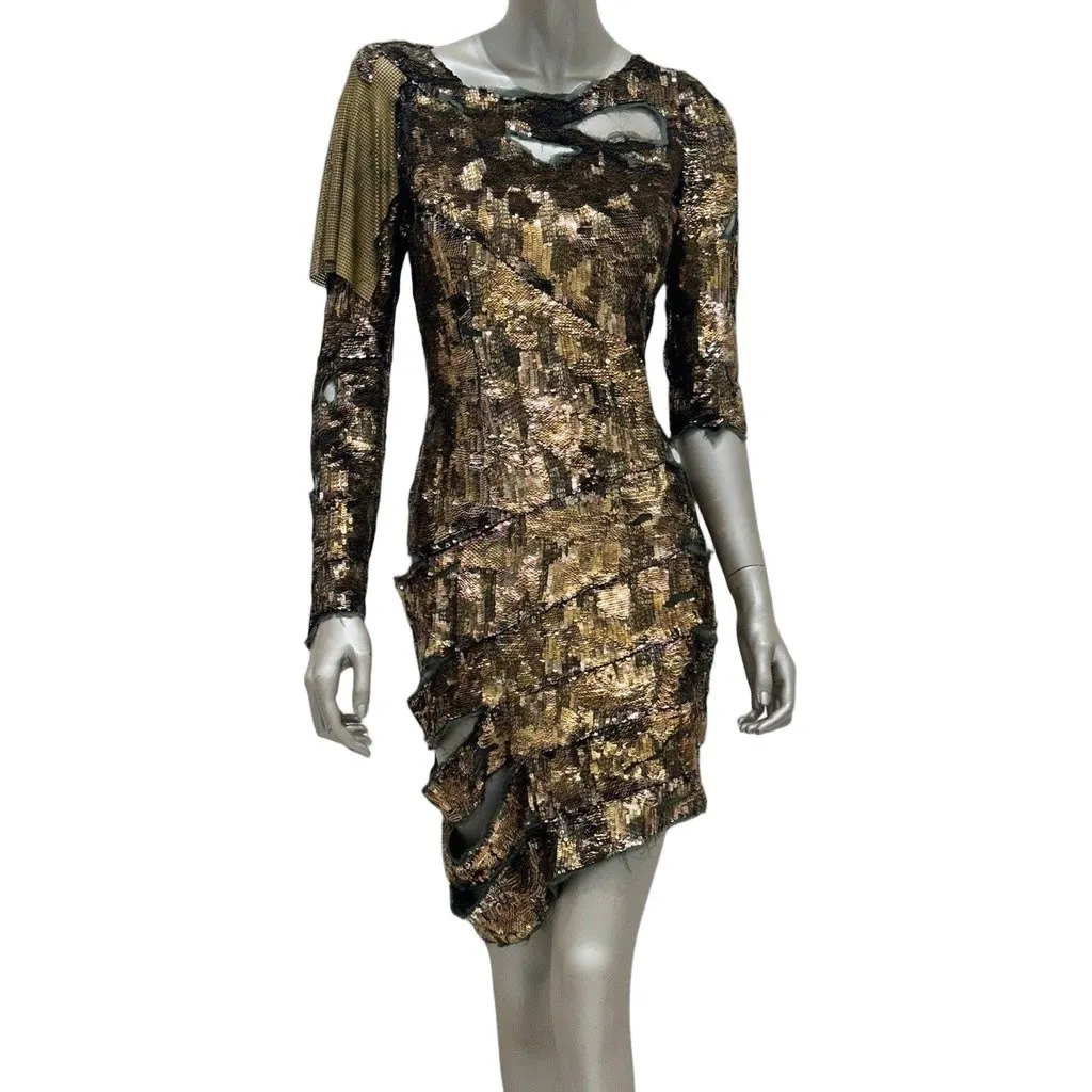 Balmain Balmain Gold Sequin Dress - SS10 Collection Size 38 Pre-owned Gold Good - Front View