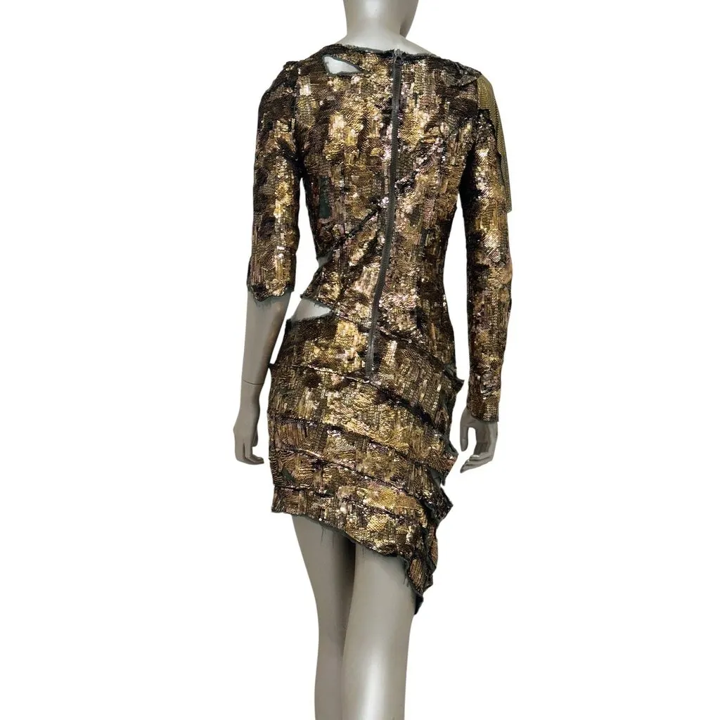 Balmain Balmain Gold Sequin Dress - SS10 Collection Size 38 Pre-owned Gold Good - Back View