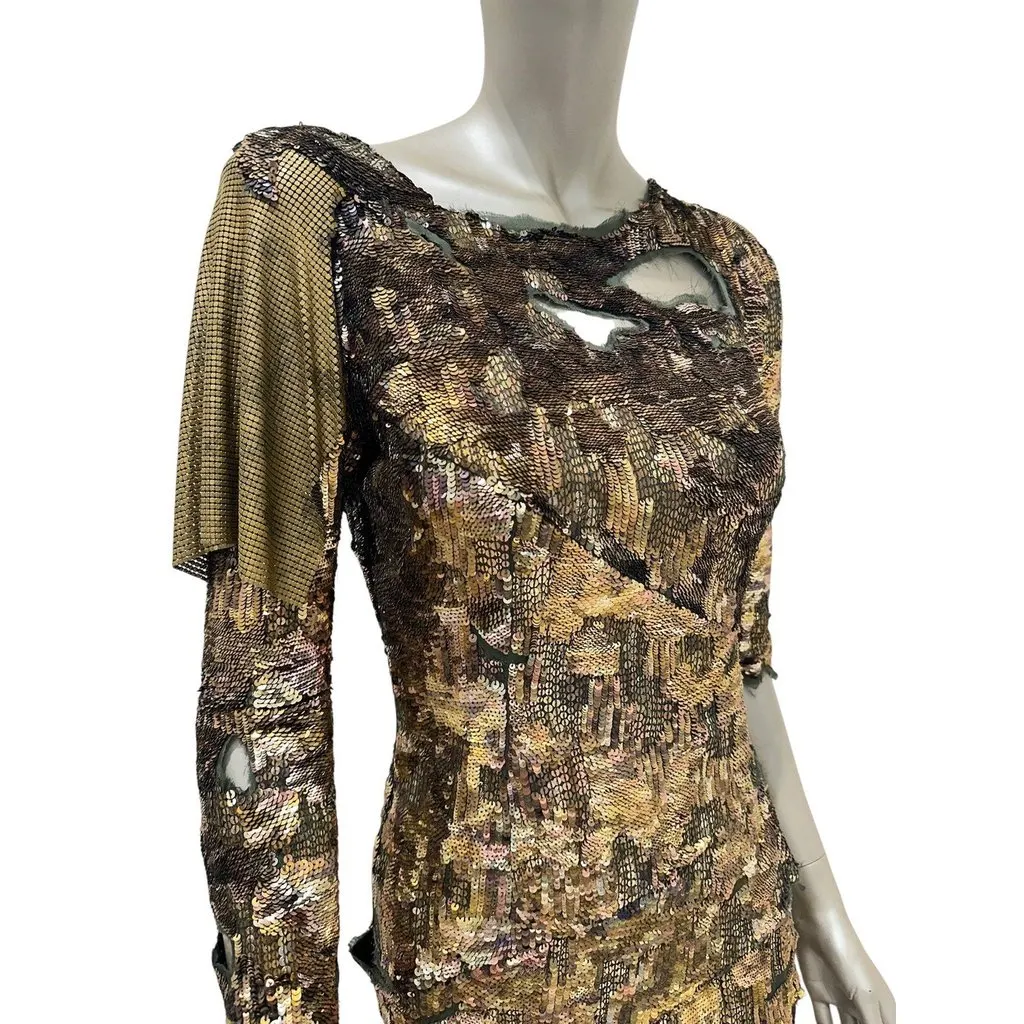 Balmain Balmain Gold Sequin Dress - SS10 Collection Size 38 Pre-owned Gold Good - Inside View