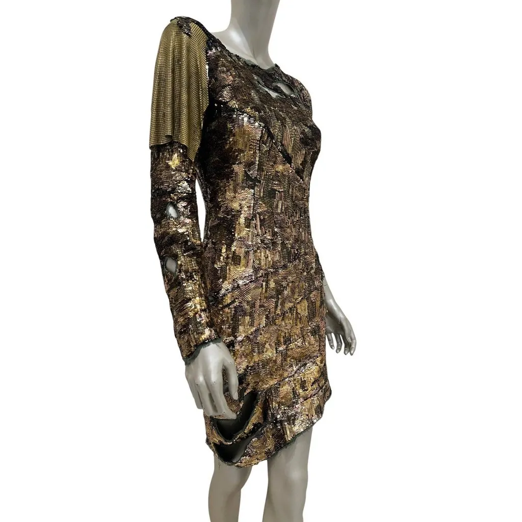 Balmain Balmain Gold Sequin Dress - SS10 Collection Size 38 Pre-owned Gold Good - Model View
