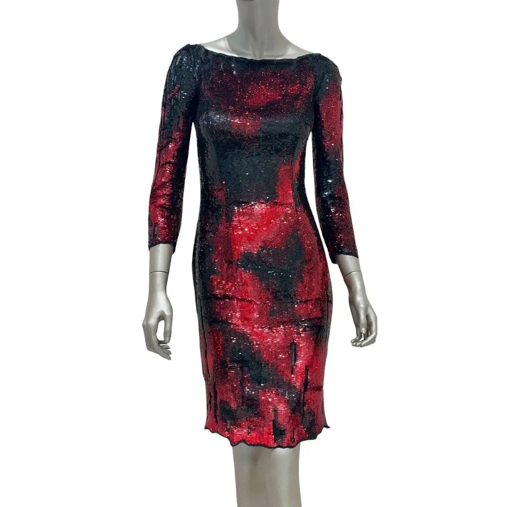 Balmain Balmain Tiger-Stripe Sequin Mini Dress - Size 38 pre-owned Black Good - Front View