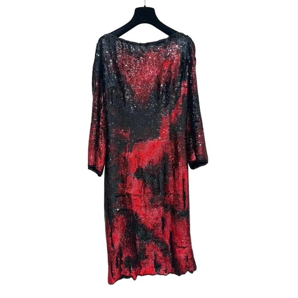Balmain Balmain Tiger-Stripe Sequin Mini Dress - Size 38 pre-owned Black Good - Back View