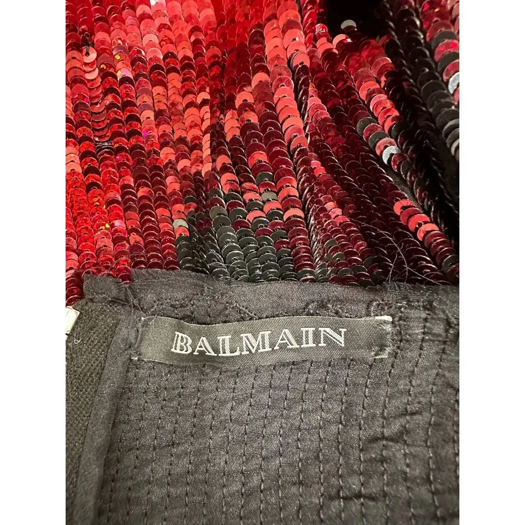 Balmain Balmain Tiger-Stripe Sequin Mini Dress - Size 38 pre-owned Black Good - Inside View