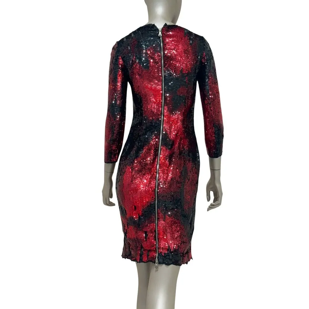 Balmain Balmain Tiger-Stripe Sequin Mini Dress - Size 38 pre-owned Black Good - Model View