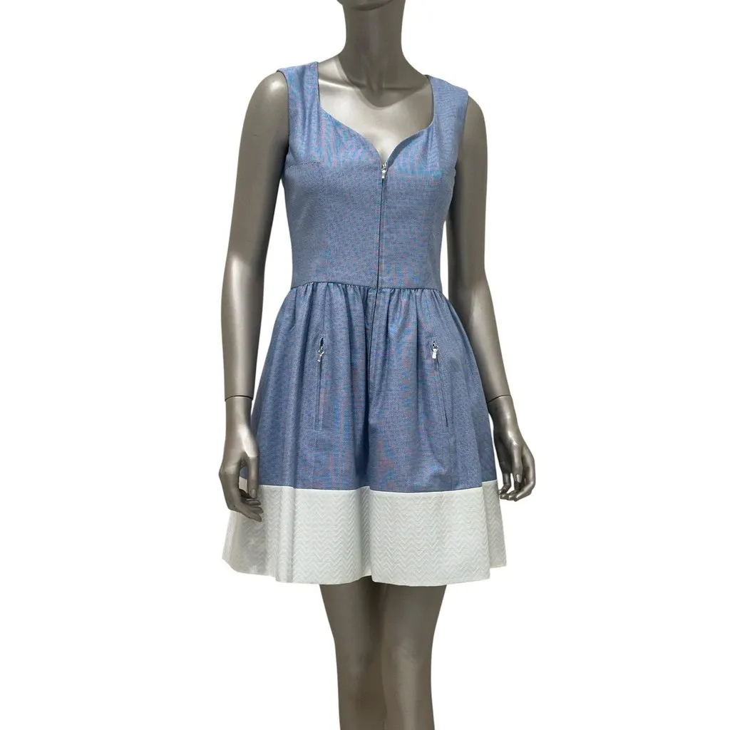 Chanel Chanel Blue Dress with Cape – Spring 2013 Collection – Sz. 36 Pre-owned Blue Cotton Good - Back View