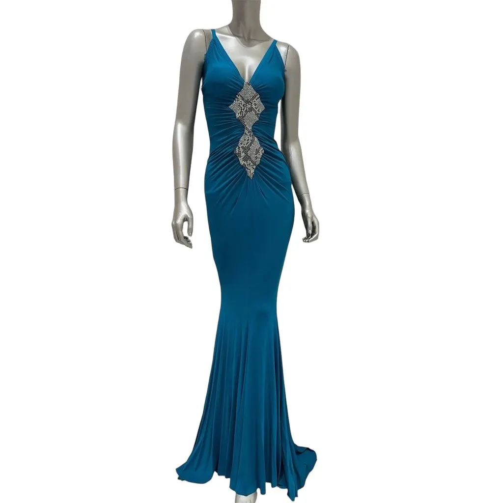 Roberto Cavalli Roberto Cavalli Green Silk Maxi Dress Size 40 Pre-owned Green Silk Good - Front View