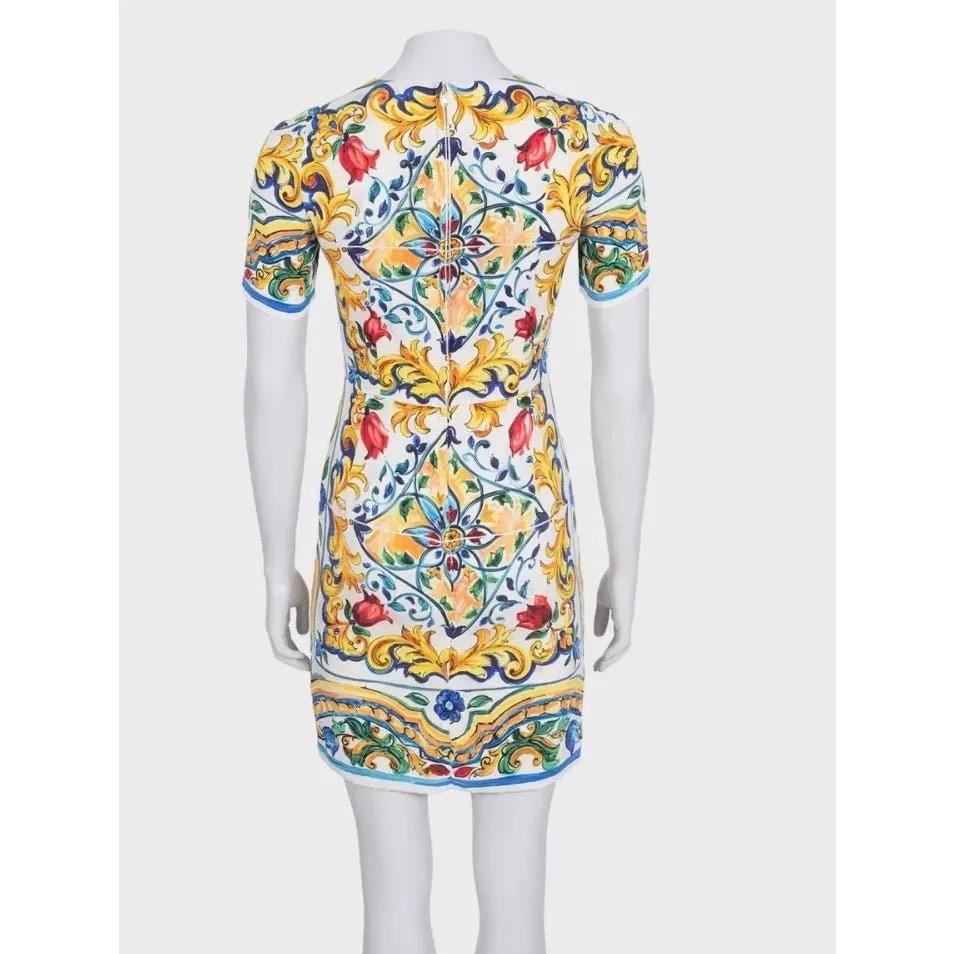 Dolce & Gabbana Stunning Dolce & Gabbana White Silk Floral Dress IT40/S Pre-owned White Silk Good - Inside View