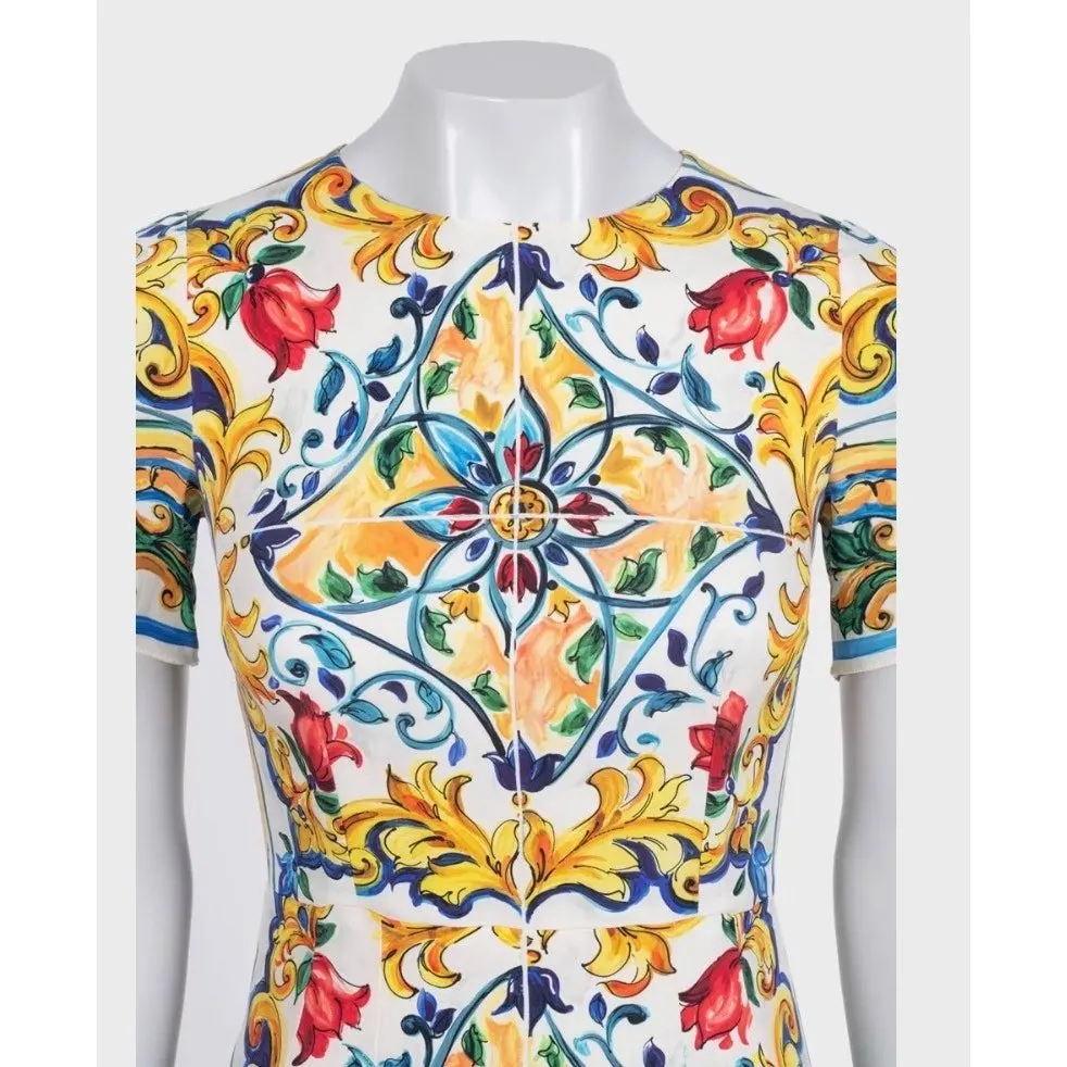 Dolce & Gabbana Stunning Dolce & Gabbana White Silk Floral Dress IT40/S Pre-owned White Silk Good - Model View