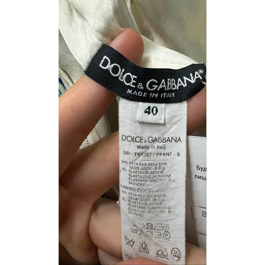 Dolce & Gabbana Stunning Dolce & Gabbana White Silk Floral Dress IT40/S Pre-owned White Silk Good - Box View