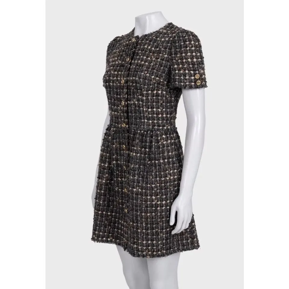 Dolce & Gabbana Dolce & Gabbana Gray Tweed Dress - Size40/ S Pre-owned Grey Tweed Good - Back View