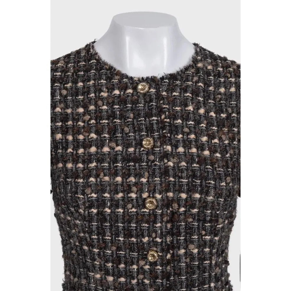 Dolce & Gabbana Dolce & Gabbana Gray Tweed Dress - Size40/ S Pre-owned Grey Tweed Good - Model View