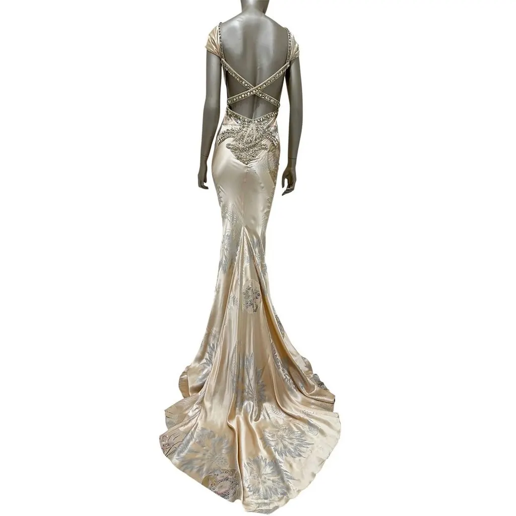 Roberto Cavalli Rare 2006 Runway Gown Sz.IT40 Pre-owned MultiColor Good - Back View