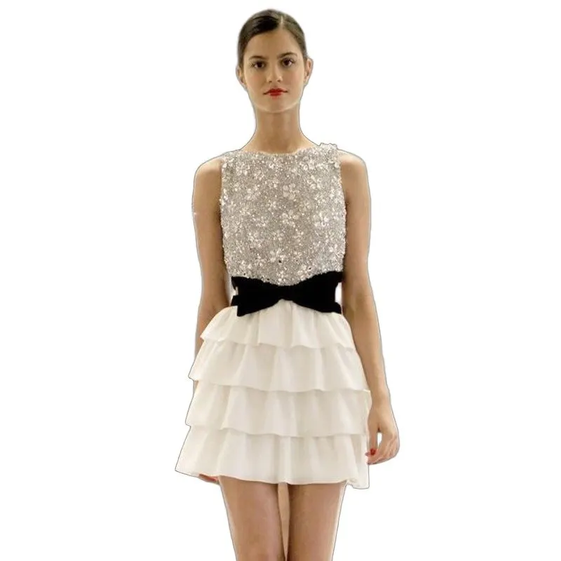 Azzaro Sequin Bow Cocktail Mini Dress S/S 2011 Sz.38 Pre-owned Black Good - Back View