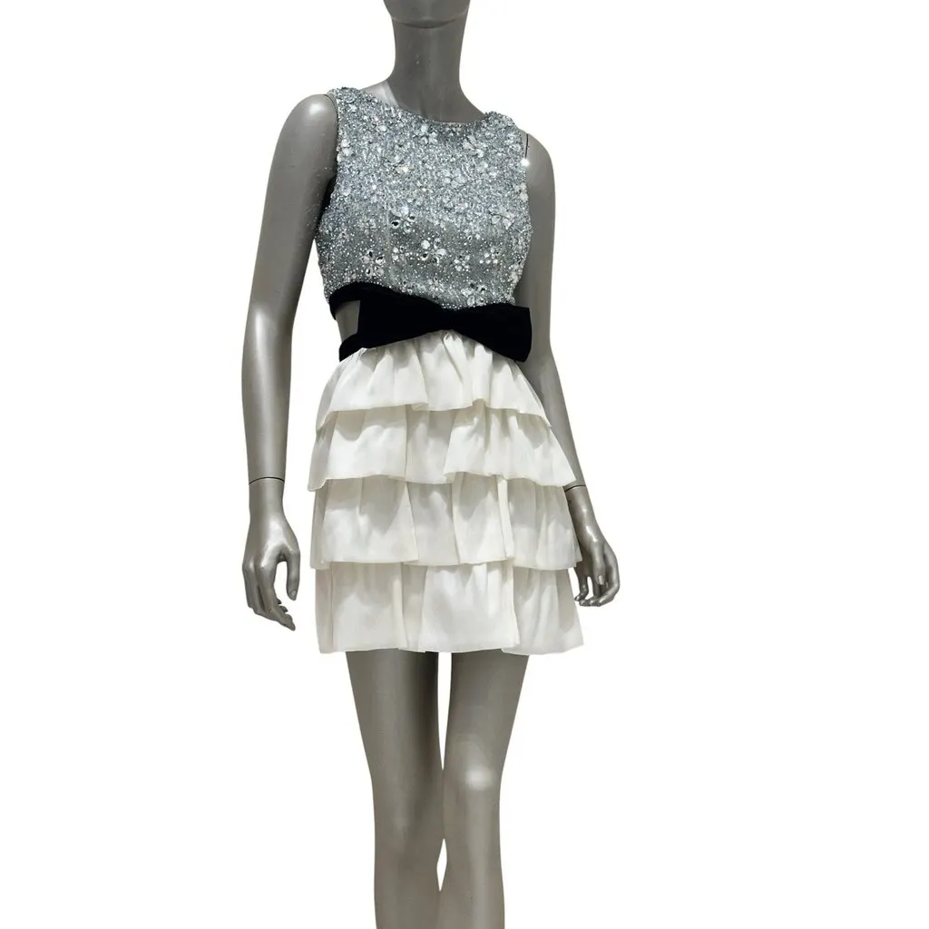 Azzaro Sequin Bow Cocktail Mini Dress S/S 2011 Sz.38 Pre-owned Black Good - Front View