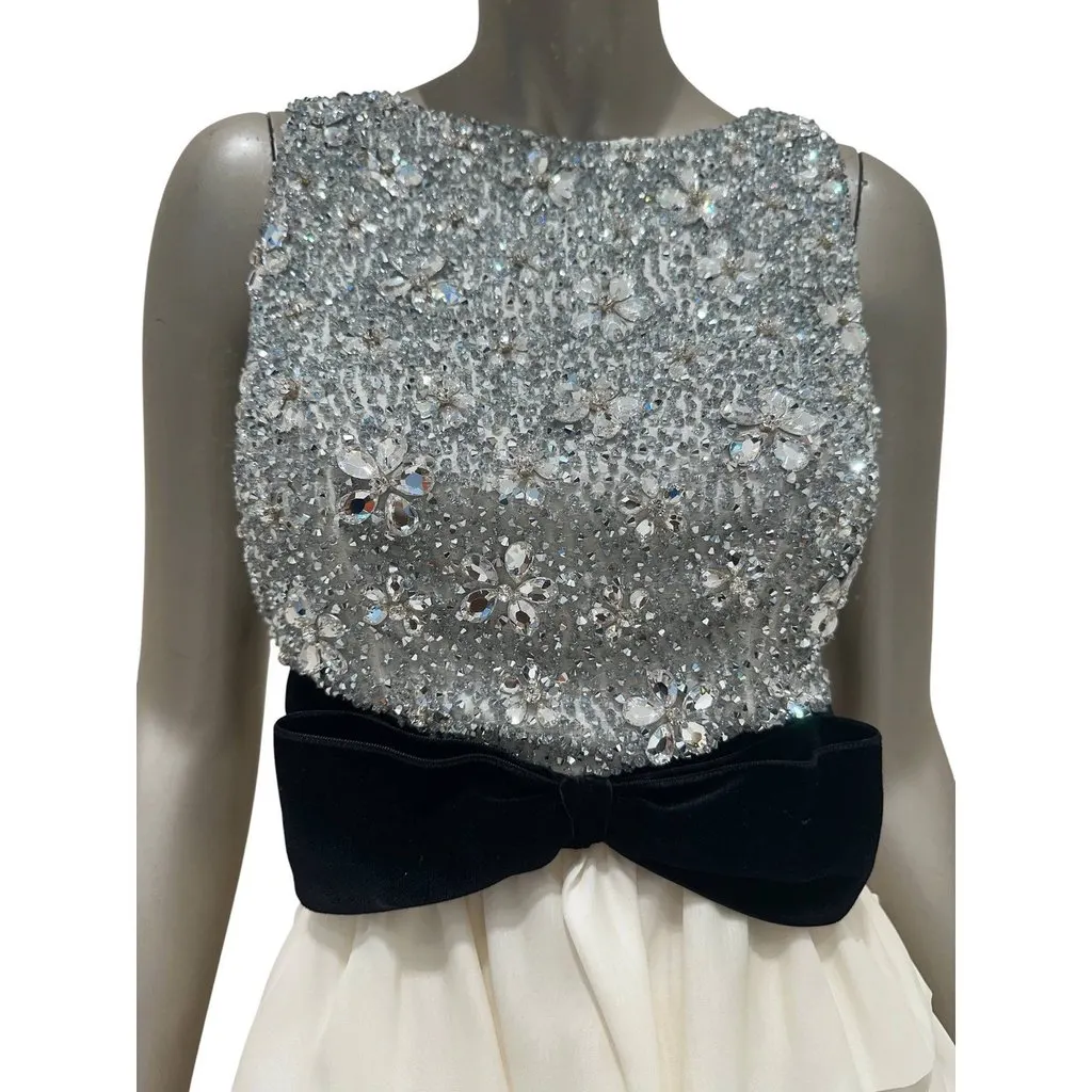 Azzaro Sequin Bow Cocktail Mini Dress S/S 2011 Sz.38 Pre-owned Black Good - Model View
