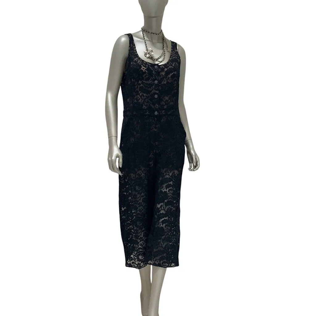 Chanel Black Lace Evening Jumpsuit - Size 44 Pre-owned Black Lace Good - Front View