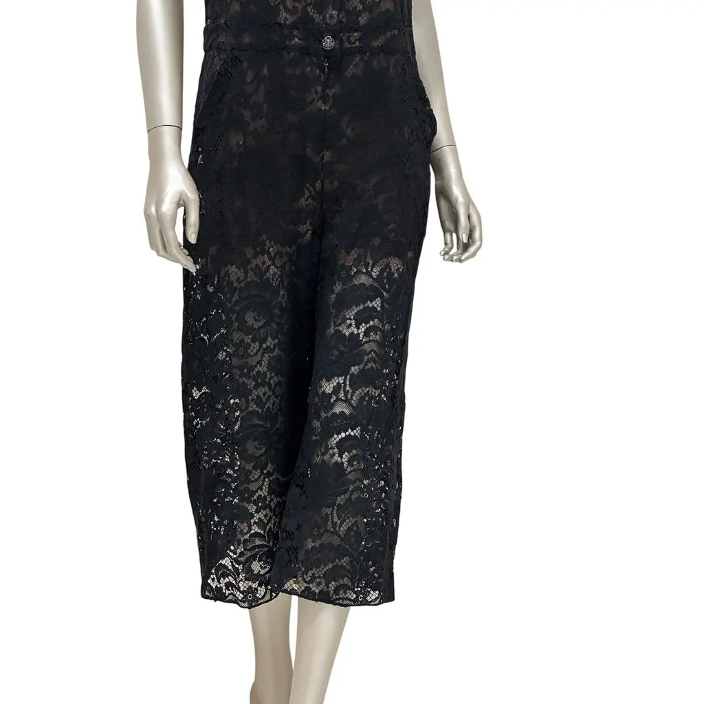 Chanel Black Lace Evening Jumpsuit - Size 44 Pre-owned Black Lace Good - Back View