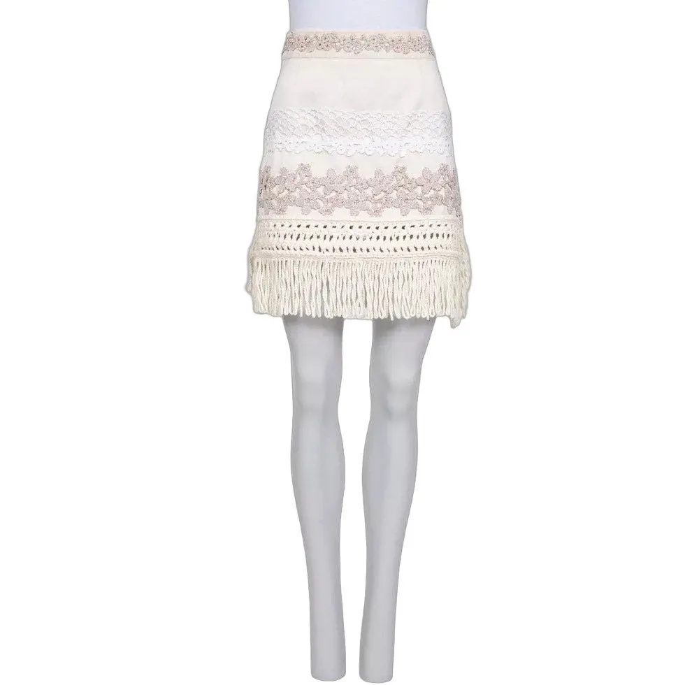 Louis Vuitton White Knit Skirt - Size FR36/S Pre-owned White Cotton Good - Front View