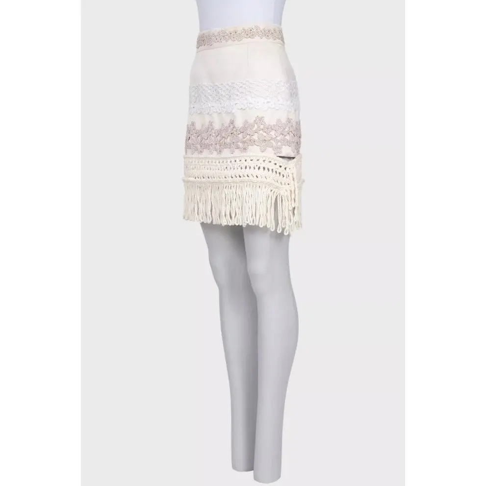 Louis Vuitton White Knit Skirt - Size FR36/S Pre-owned White Cotton Good - Back View