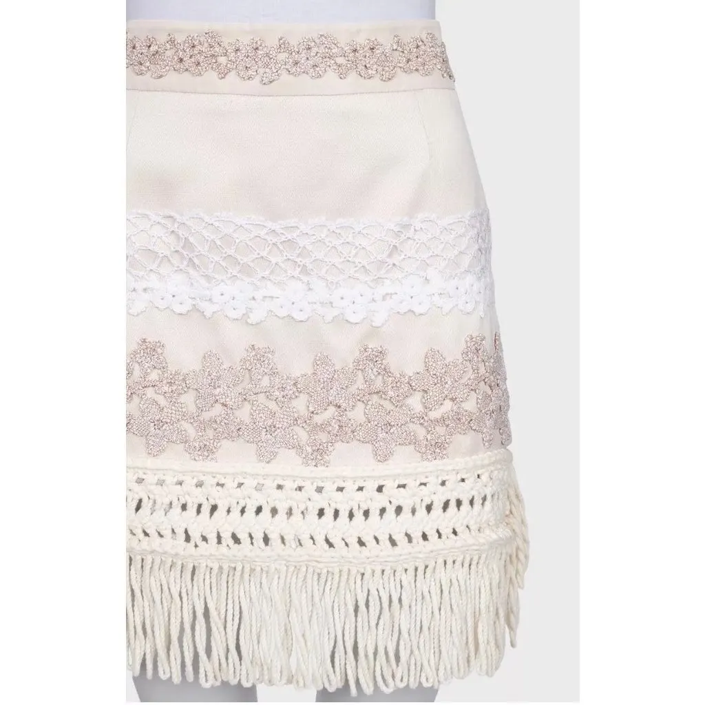 Louis Vuitton White Knit Skirt - Size FR36/S Pre-owned White Cotton Good - Model View