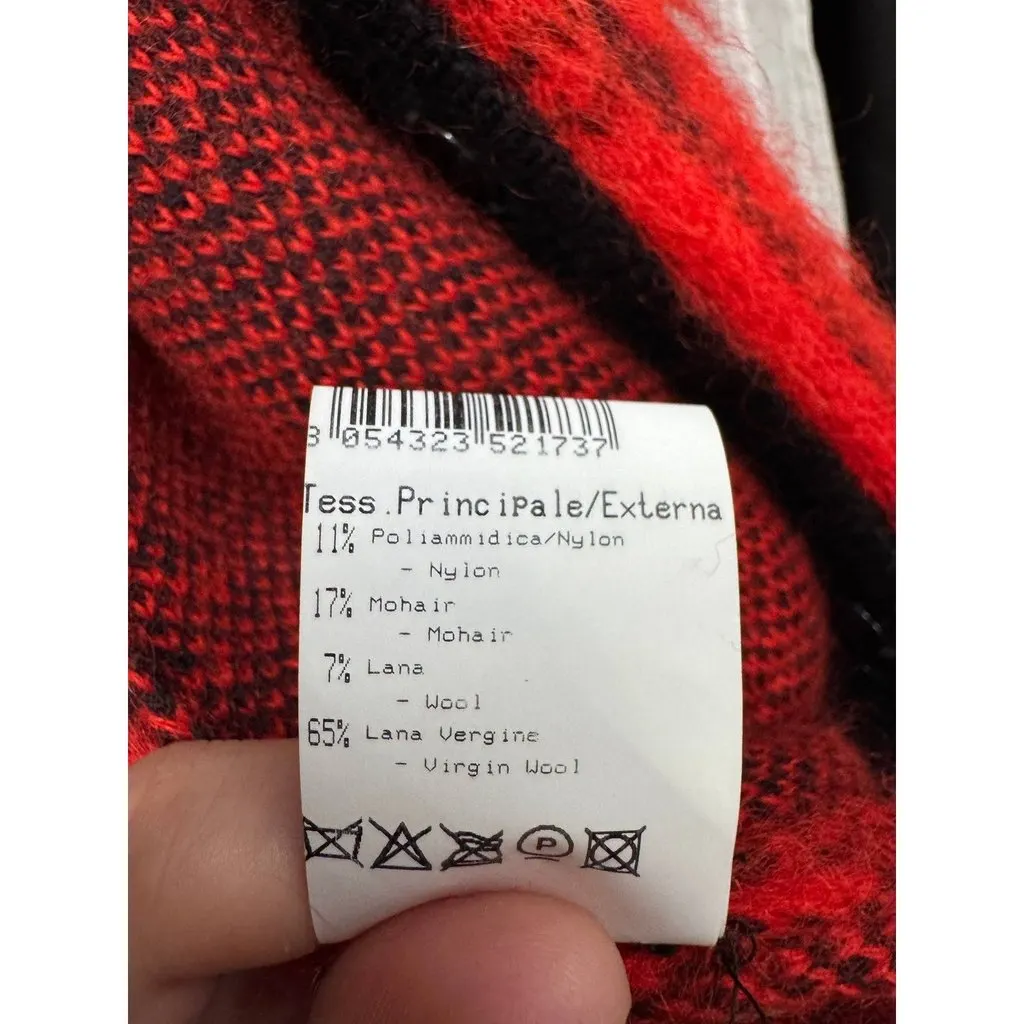 Roberto Cavalli Red Checkered Wool Mohair Cardigan Sz.40/S Pre-owne Red Wool Good - Model View