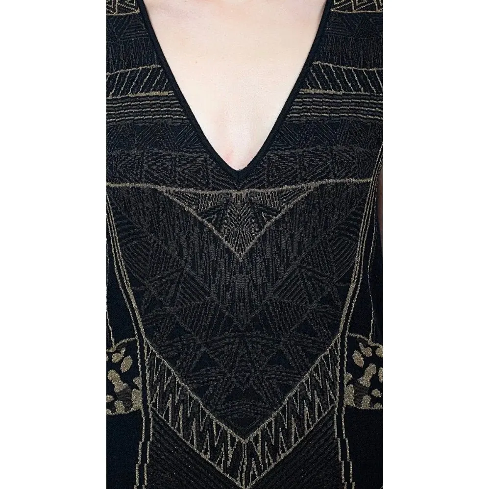 Roberto Cavalli Signature Patterned Dress - Size XL Pre-owned Black Good - Model View