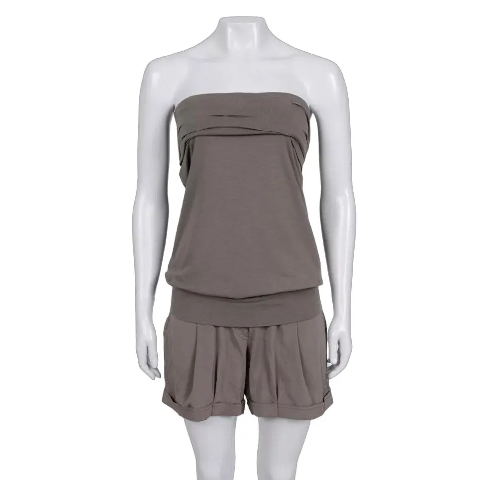 Brunello Cucinelli Silk Cotton Tailored Short Jumpsuit Sz.L pre-owned Red Silk Good - Front View