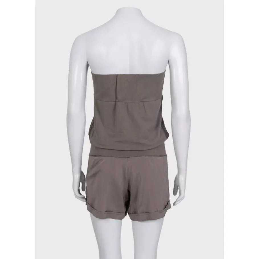 Brunello Cucinelli Silk Cotton Tailored Short Jumpsuit Sz.L pre-owned Red Silk Good - Back View