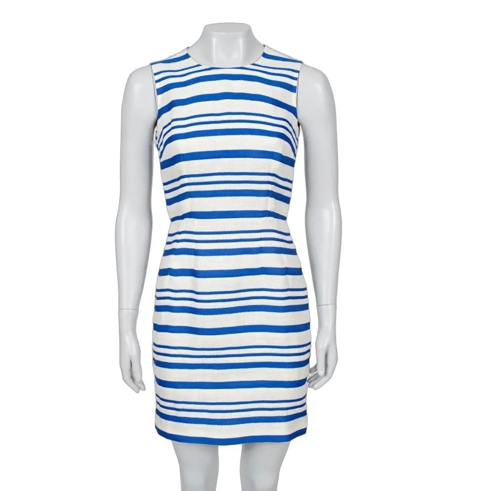 Dolce & Gabbana Slim Fit Striped Linen Dress - IT38 Pre-owned Silver Linen Good - Front View