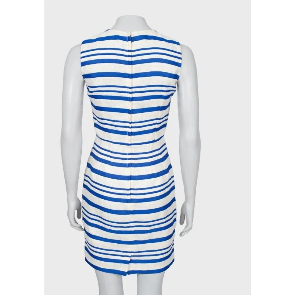 Dolce & Gabbana Slim Fit Striped Linen Dress - IT38 Pre-owned Silver Linen Good - Inside View
