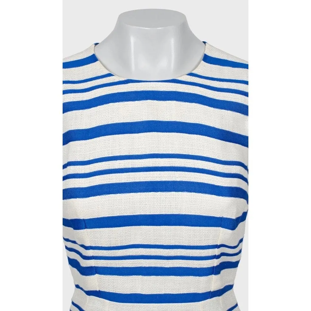 Dolce & Gabbana Slim Fit Striped Linen Dress - IT38 Pre-owned Silver Linen Good - Model View