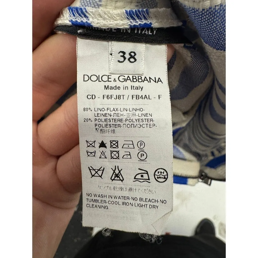 Dolce & Gabbana Slim Fit Striped Linen Dress - IT38 Pre-owned Silver Linen Good - Box View