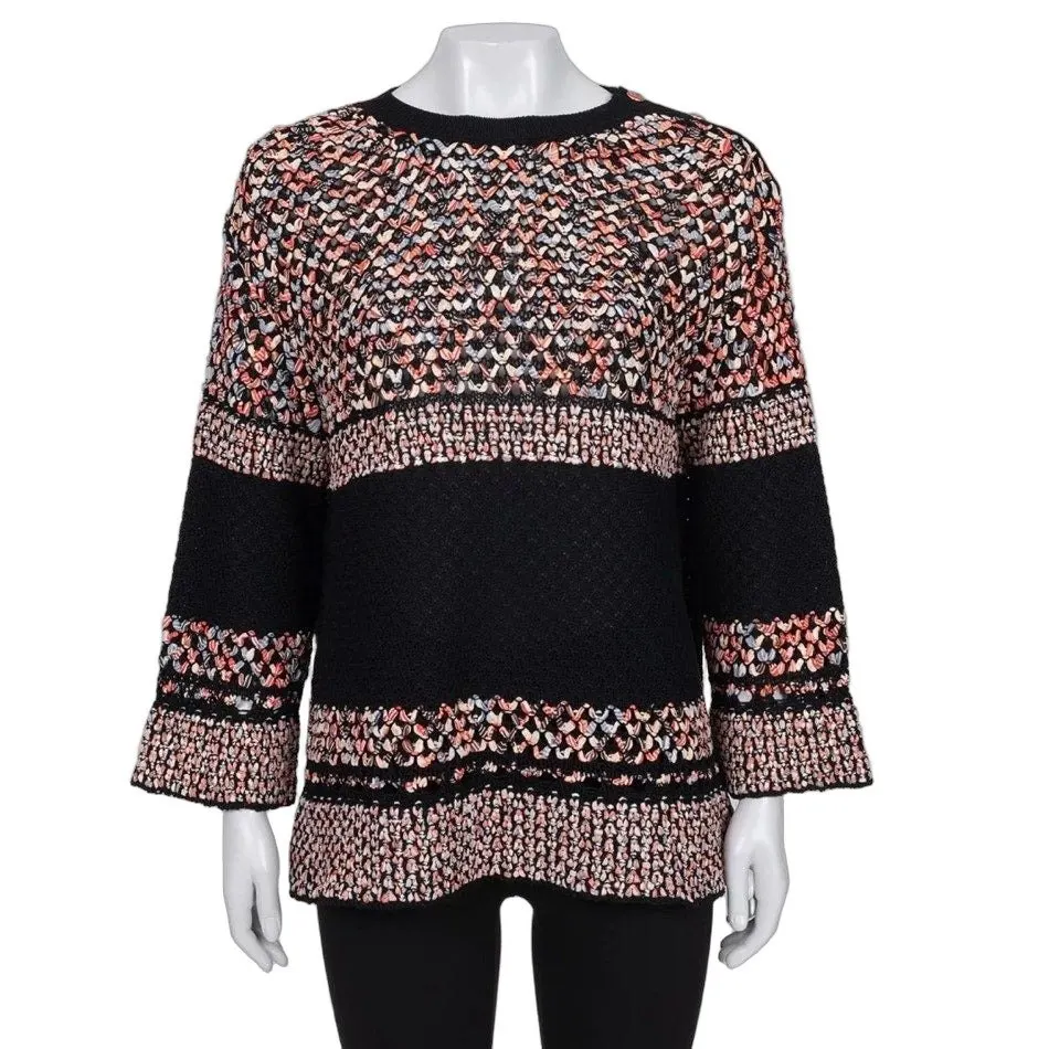Chanel Loose-Fit Cotton Silk Jumper - FR40 / L Pre-owned Black Cotton Good - Front View