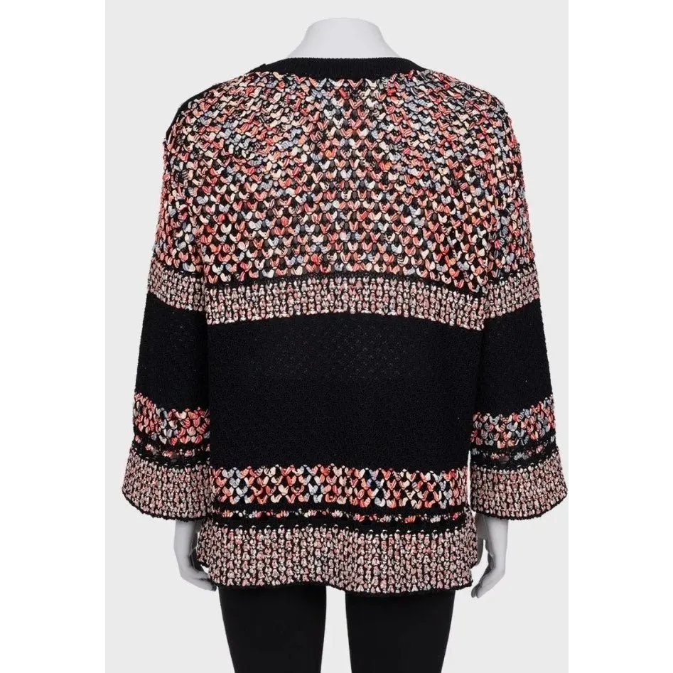 Chanel Loose-Fit Cotton Silk Jumper - FR40 / L Pre-owned Black Cotton Good - Inside View