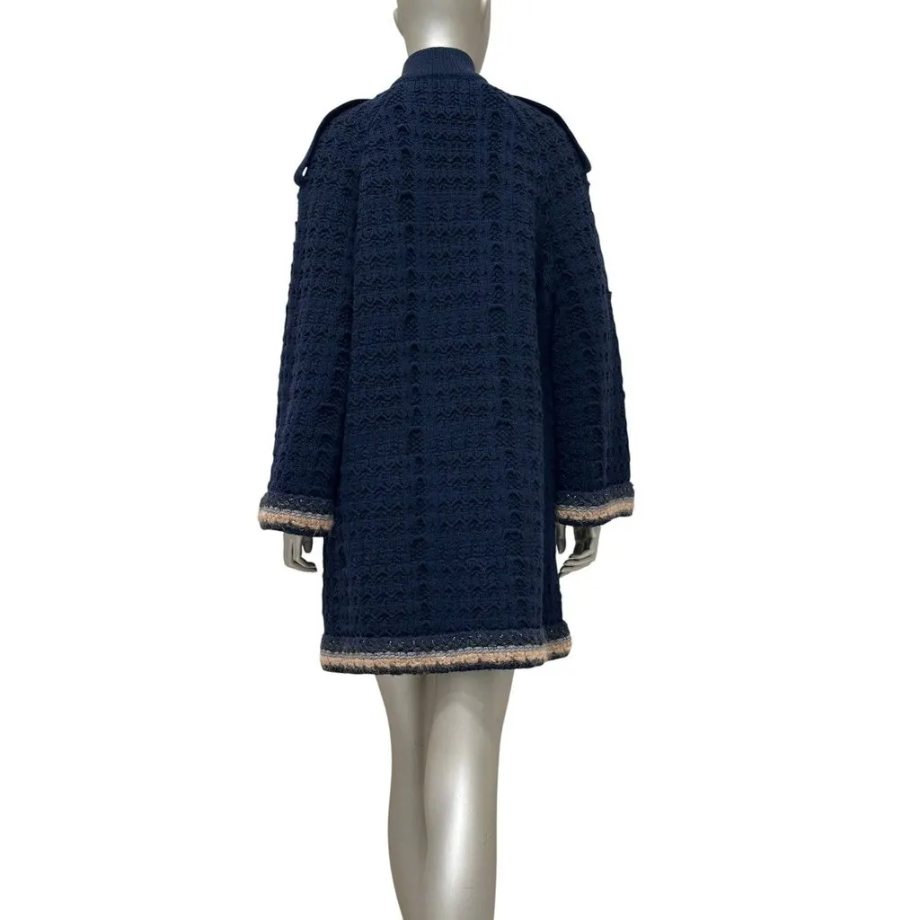 Chanel 13B Black Wool Cashmere Chunky Knit Sweater Coat Sz.38 Pre-owned Black Wool Good - Inside View