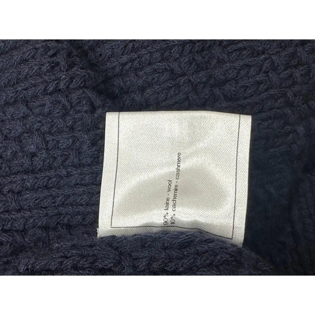 Chanel 13B Black Wool Cashmere Chunky Knit Sweater Coat Sz.38 Pre-owned Black Wool Good - Model View