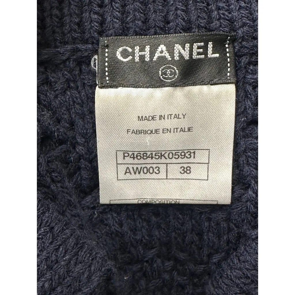 Chanel 13B Black Wool Cashmere Chunky Knit Sweater Coat Sz.38 Pre-owned Black Wool Good - Box View