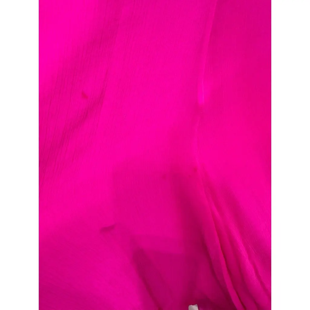Oscar de la Renta Fuchsia Silk Draped Evening Gown Dress Sz.4/S Pre-owned Pink Silk Good - Model View