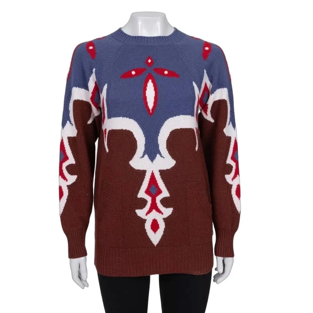 Chanel Paris–Dallas 2014 Printed Cashmere Jumper Sz.36 Pre-owned Brown Wool Good - Front View