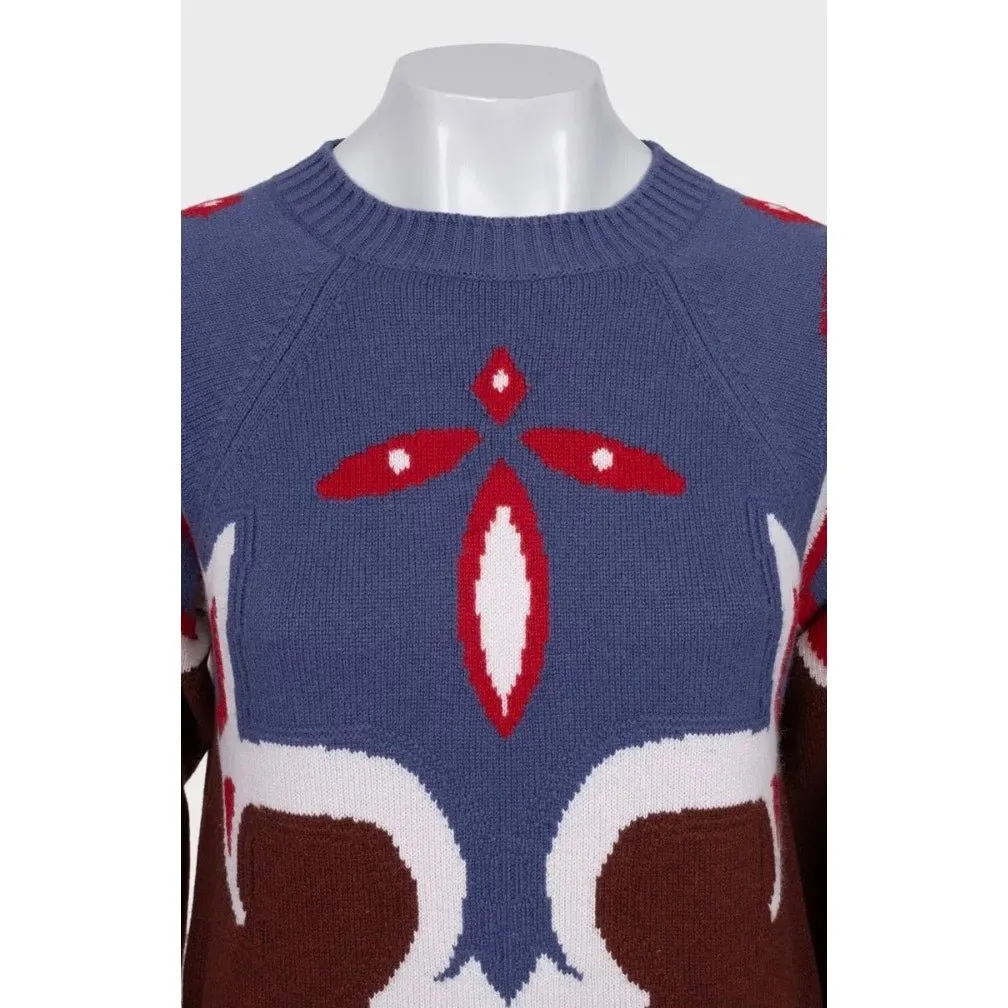 Chanel Paris–Dallas 2014 Printed Cashmere Jumper Sz.36 Pre-owned Brown Wool Good - Model View