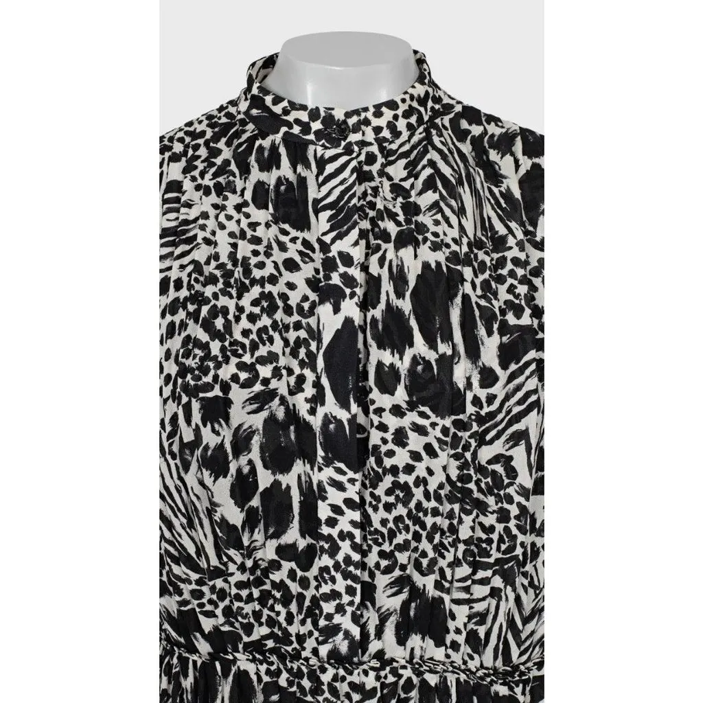 Louis Vuitton Black & White Pleated Silk Shirt Dress Sz.38 Pre-owned Black Silk Good - Model View