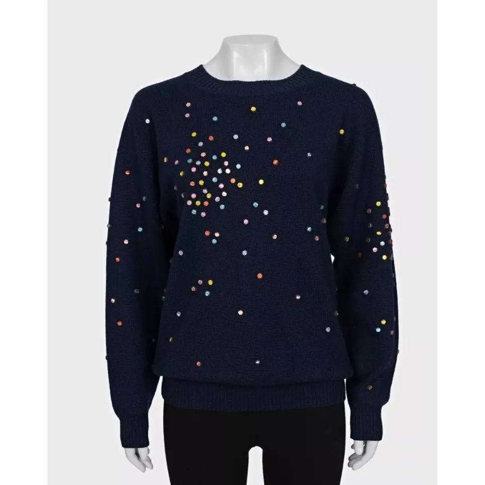 Chanel 2014 Luxurious Blue Cashmere Sweater Sz.36 Pre-owned Blue Wool Good - Back View