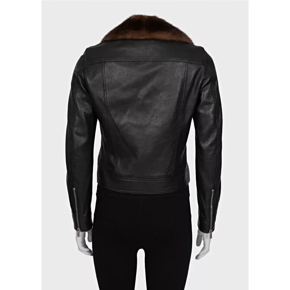 Saint Laurent Black Lamb Leather Jacket Sz.38 Pre-owned Black Leather Good - Inside View