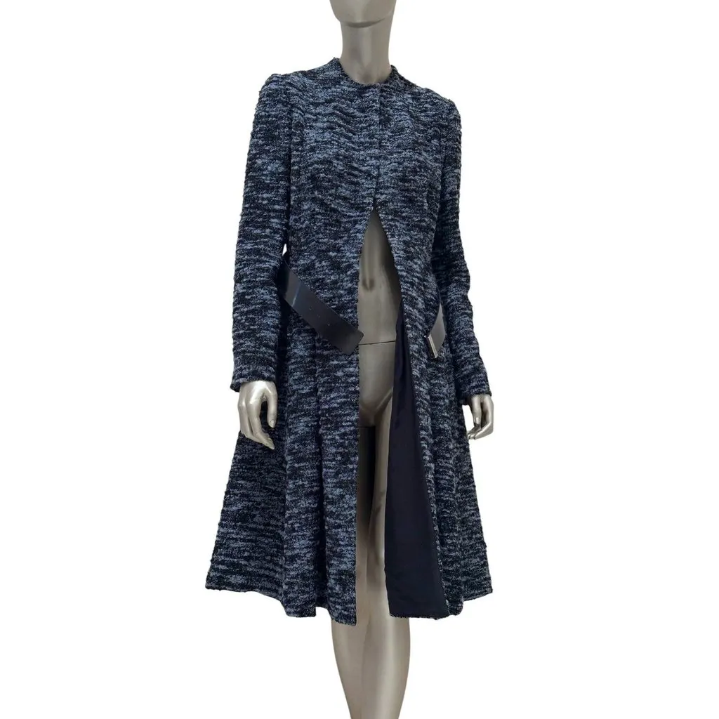 Dior Blue & Black Textured Belted Coat Dress Sz.38 Pre-owned Black Good - Inside View