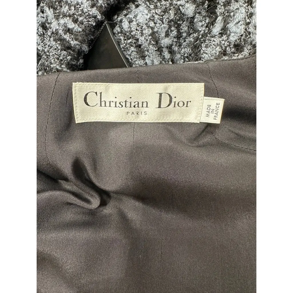 Dior Blue & Black Textured Belted Coat Dress Sz.38 Pre-owned Black Good - Box View