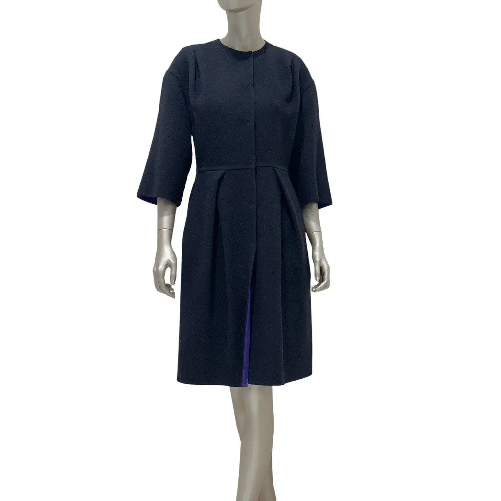 Christian Dior Reversible Wool & Angora Coat Dress US 8 Pre-owned Black Wool Good - Front View