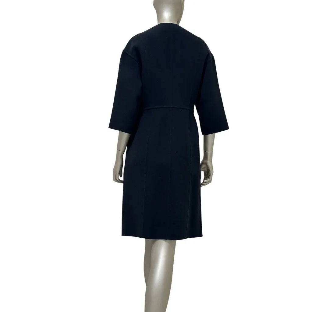 Christian Dior Reversible Wool & Angora Coat Dress US 8 Pre-owned Black Wool Good - Back View