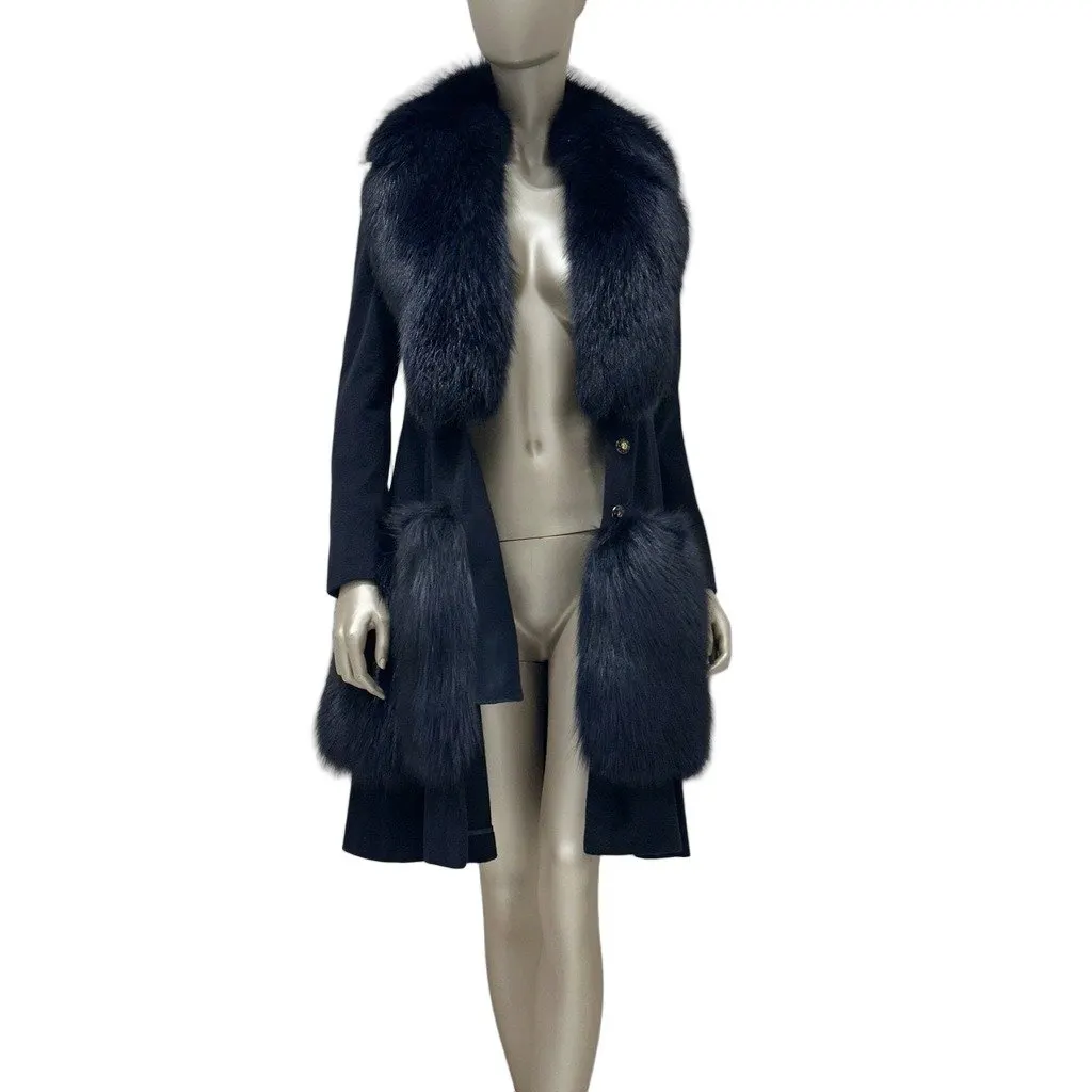 larusmiani Black Wool Coat Size 40 Pre-owned Black Wool Good - Front View