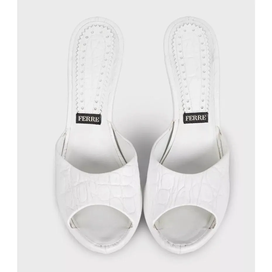Gianfranco Ferré White Leather Platform Mules sz.37 Pre-owned White Leather Good - Back View